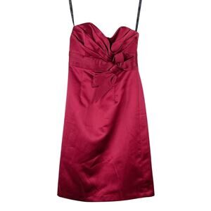 Alfred Angelo Women's Red Satin Strapless Dress Sweetheart Neckline Size 4 Prom